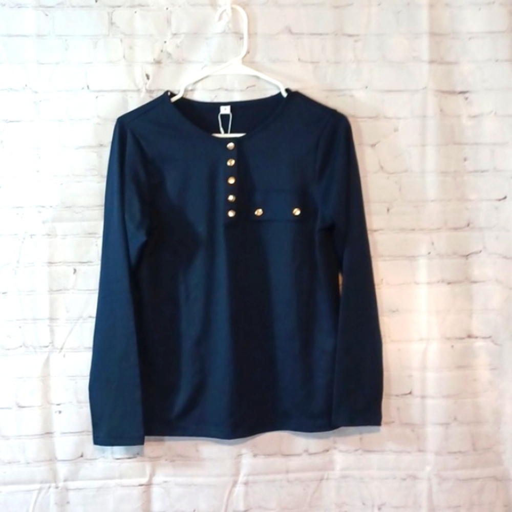 Womans Made With Love Blue Crop Top Top NWT S